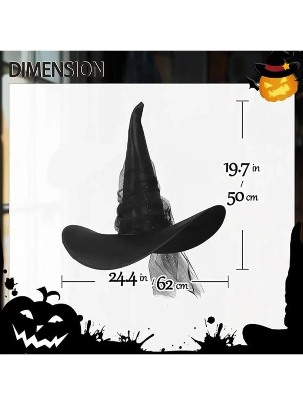 Women's Witch Hat Wide Brim Mesh Halloween Costume Party Headwear